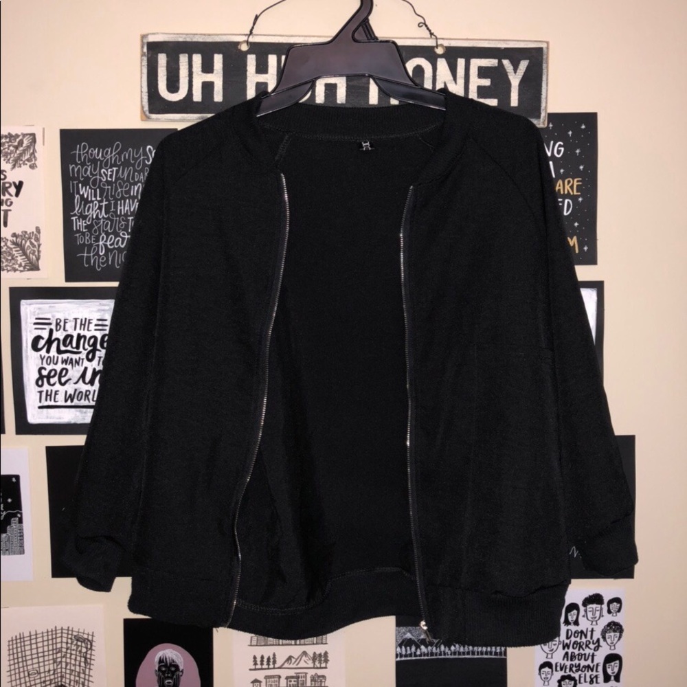 π―π΅ VINTAGE BLACK BOMBER JACKET - Picture 1 of 3